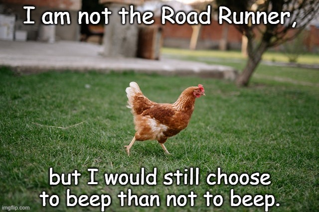 I am not the Road Runner, but I would still choose to beep than not to beep. | made w/ Imgflip meme maker