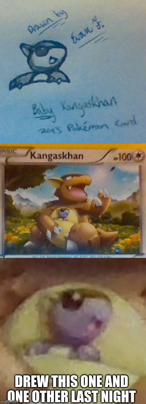 Kangaskhan | DREW THIS ONE AND ONE OTHER LAST NIGHT | image tagged in art,pokemon,hand drawn | made w/ Imgflip meme maker