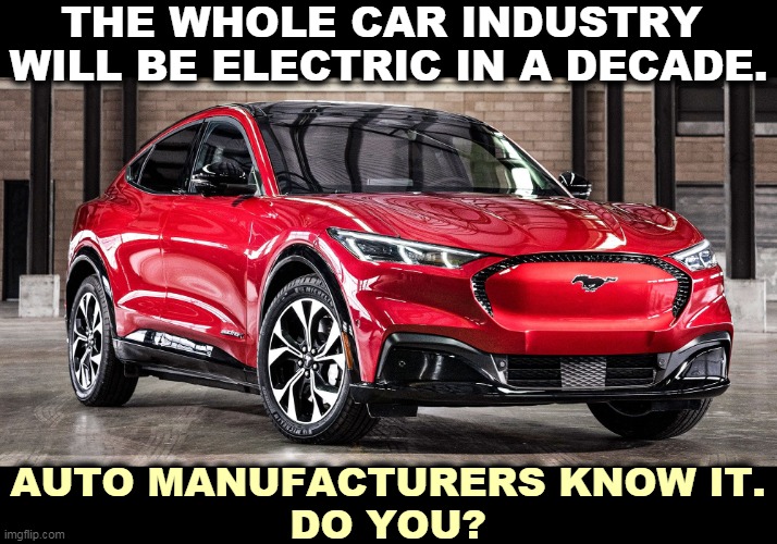 Fossil fuels are for fossils. | THE WHOLE CAR INDUSTRY 
WILL BE ELECTRIC IN A DECADE. AUTO MANUFACTURERS KNOW IT.
DO YOU? | image tagged in electric,cars,coming | made w/ Imgflip meme maker
