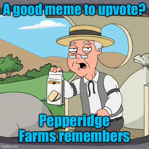 Pepperidge Farm Remembers Meme | A good meme to upvote? Pepperidge Farms remembers | image tagged in memes,pepperidge farm remembers | made w/ Imgflip meme maker