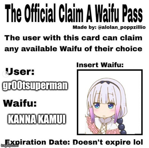 Kanna Kamui is now my loli waifu uwu owo | image tagged in kanna kamui,loli,waifu,official claim a waifu pass | made w/ Imgflip meme maker