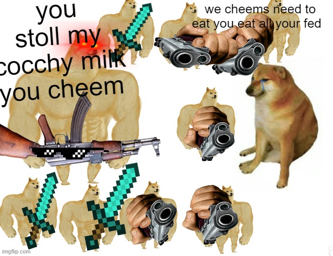 you stoll my cocchy milk you cheem; we cheems need to eat you eat all your fed | image tagged in bad luck raydog | made w/ Imgflip meme maker