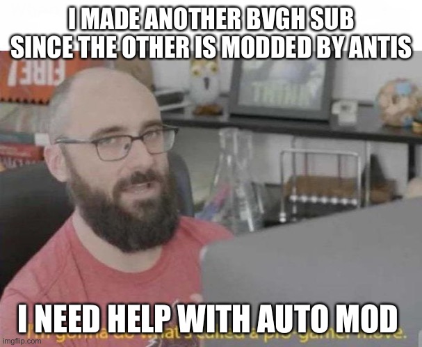 Come to it | I MADE ANOTHER BVGH SUB SINCE THE OTHER IS MODDED BY ANTIS; I NEED HELP WITH AUTO MOD | image tagged in pro gamer move | made w/ Imgflip meme maker