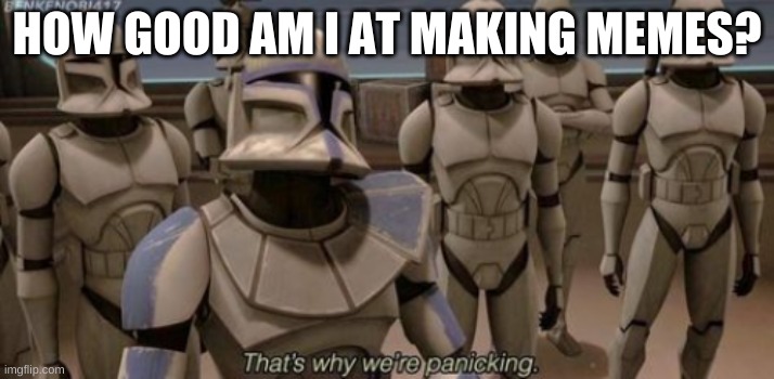 That's why we're panicking | HOW GOOD AM I AT MAKING MEMES? | image tagged in that's why we're panicking | made w/ Imgflip meme maker