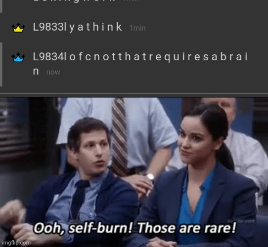 Lmao- | image tagged in ooh self-burn those are rare | made w/ Imgflip meme maker