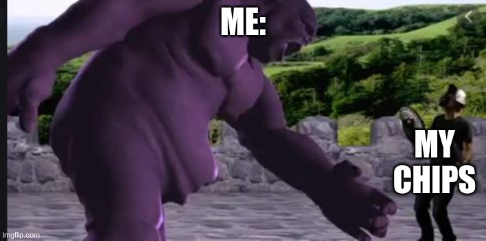 the amazing what? | ME:; MY CHIPS | image tagged in the amazing what | made w/ Imgflip meme maker