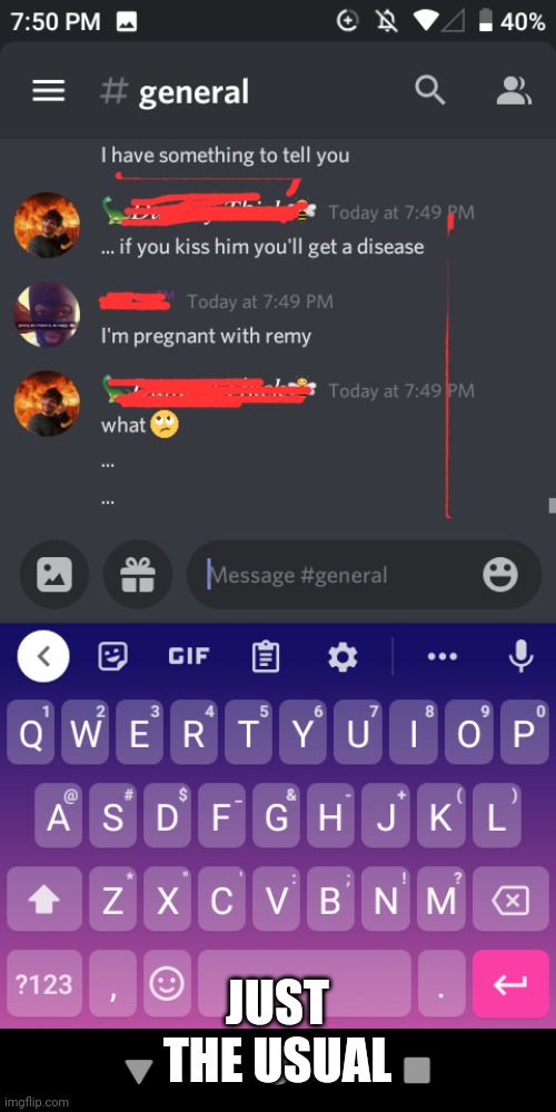 I love my discord gc | JUST THE USUAL | image tagged in cursed | made w/ Imgflip meme maker