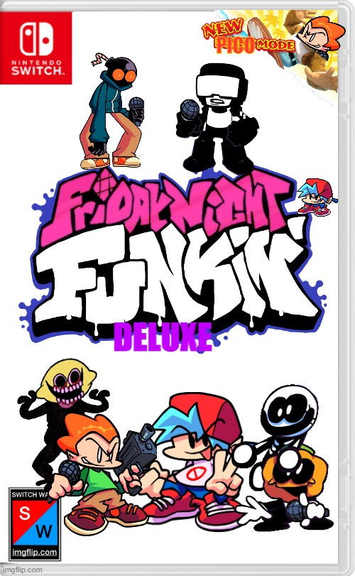 Friday Night Funkin Deluxe | PICO; DELUXE | image tagged in switch wars template,friday night funkin | made w/ Imgflip meme maker