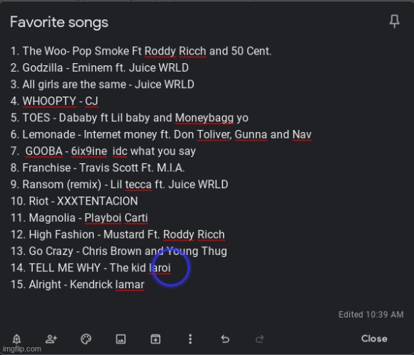 Fav songs | made w/ Imgflip meme maker