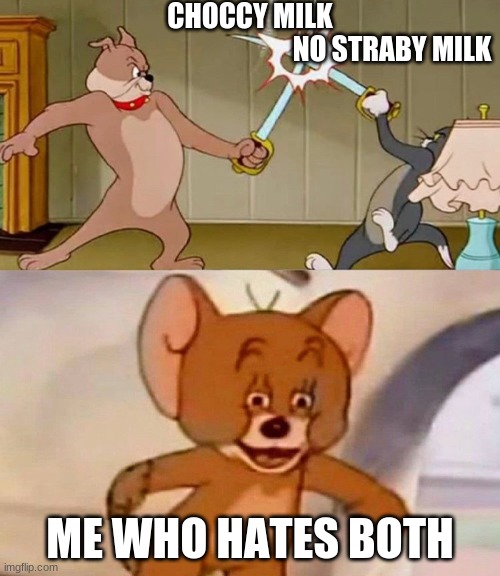i hate them both | CHOCCY MILK

                                                    NO STRABY MILK; ME WHO HATES BOTH | image tagged in funny | made w/ Imgflip meme maker