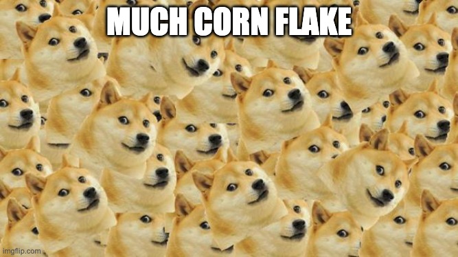 Multi Doge Meme | MUCH CORN FLAKE | image tagged in memes,multi doge | made w/ Imgflip meme maker