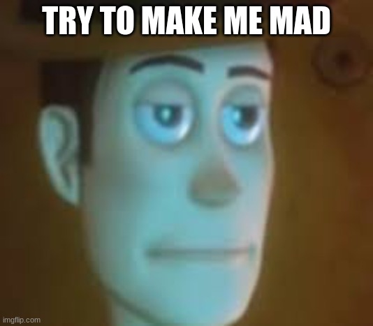 disappointed woody | TRY TO MAKE ME MAD | image tagged in disappointed woody | made w/ Imgflip meme maker