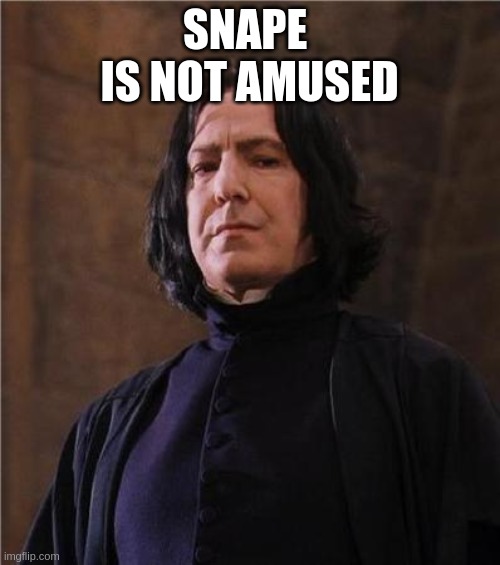 snape | SNAPE 
IS NOT AMUSED | image tagged in snape | made w/ Imgflip meme maker