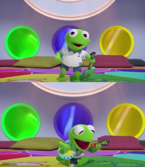 High Quality Baby Kermit Playing The Banjo Blank Meme Template