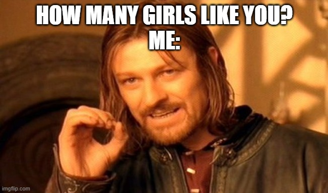One Does Not Simply Meme | HOW MANY GIRLS LIKE YOU?

ME: | image tagged in memes,one does not simply | made w/ Imgflip meme maker