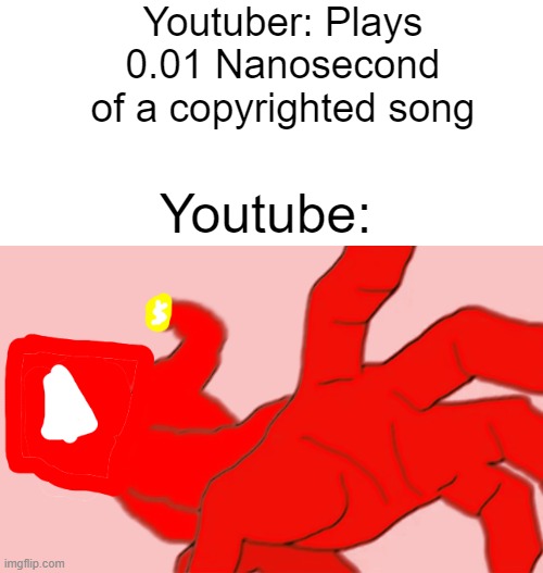 why | Youtuber: Plays 0.01 Nanosecond of a copyrighted song; Youtube: | image tagged in youtubers,copyright | made w/ Imgflip meme maker
