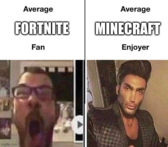 Average Fan vs. Average Enjoyer | MINECRAFT; FORTNITE | image tagged in average fan vs average enjoyer | made w/ Imgflip meme maker