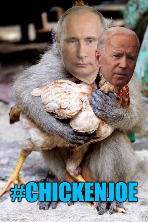 #chickenjoe | #CHICKENJOE | image tagged in monkey chicken,memes,joe biden,vladimir putin,russia,twitter | made w/ Imgflip meme maker