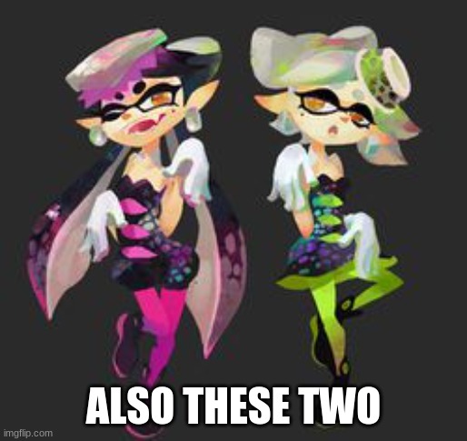 Squid Sisters | ALSO THESE TWO | image tagged in squid sisters | made w/ Imgflip meme maker
