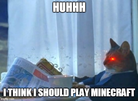 cat. | HUHHH; I THINK I SHOULD PLAY MINECRAFT | image tagged in memes,i should buy a boat cat | made w/ Imgflip meme maker