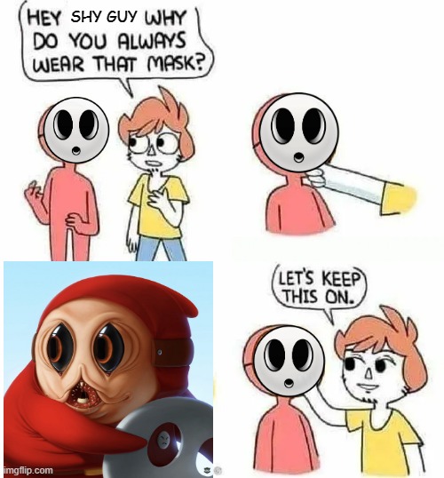 Why Do you always wear that mask? | SHY GUY | image tagged in why do you always wear that mask | made w/ Imgflip meme maker
