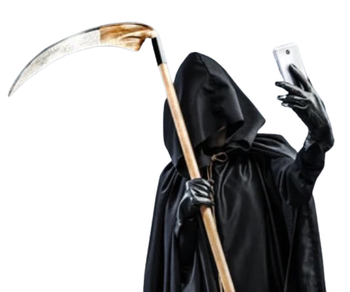Grim reaper selfie transparent Blank Meme Template