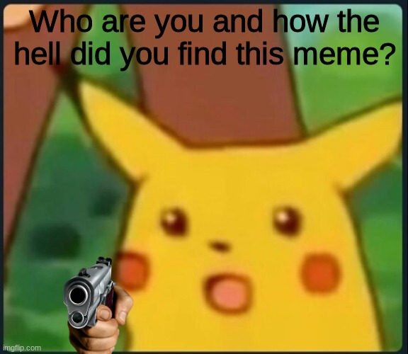 Surprised Pikachu | Who are you and how the hell did you find this meme? | image tagged in surprised pikachu | made w/ Imgflip meme maker