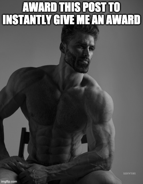 Giga Chad | AWARD THIS POST TO INSTANTLY GIVE ME AN AWARD | image tagged in giga chad | made w/ Imgflip meme maker