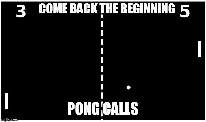 Pong | COME BACK THE BEGINNING; PONG CALLS | image tagged in pong | made w/ Imgflip meme maker