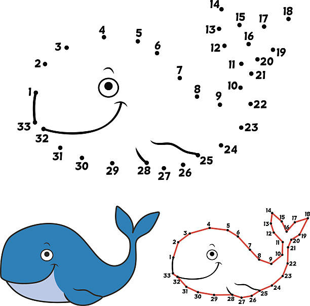 High Quality Dot to dot puzzle whale Blank Meme Template