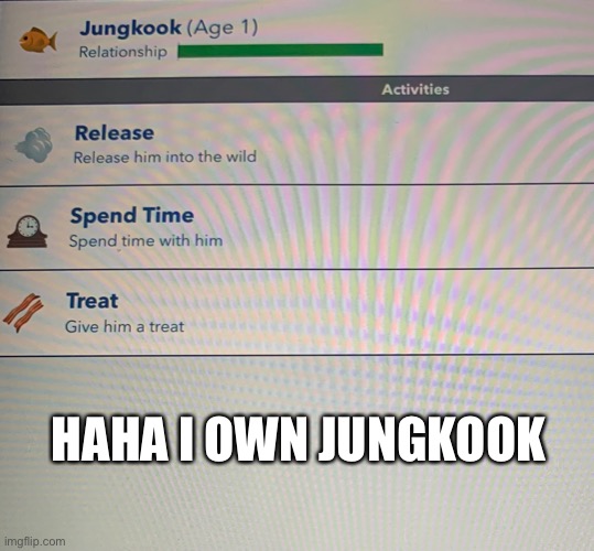 Owning Jungkook the fish | HAHA I OWN JUNGKOOK | image tagged in jungkook,fish,bts | made w/ Imgflip meme maker