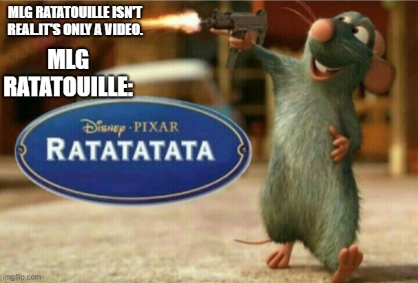 mlg's are opposite | MLG RATATOUILLE ISN'T REAL.IT'S ONLY A VIDEO. MLG RATATOUILLE: | image tagged in ratatata | made w/ Imgflip meme maker