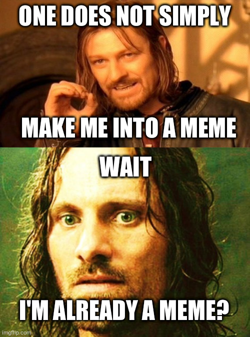 ONE DOES NOT SIMPLY; MAKE ME INTO A MEME; WAIT; I'M ALREADY A MEME? | image tagged in memes,one does not simply | made w/ Imgflip meme maker