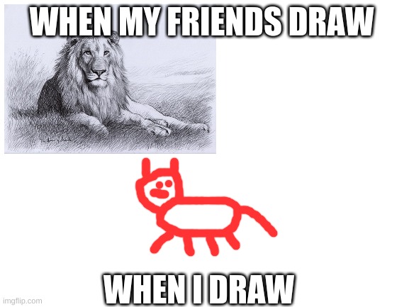 Blank White Template | WHEN MY FRIENDS DRAW; WHEN I DRAW | image tagged in draw | made w/ Imgflip meme maker