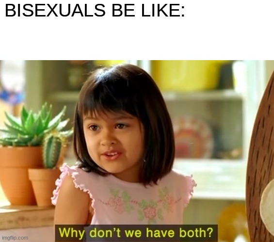 BISEXUALS BE LIKE: | image tagged in memes,blank transparent square,why don't we have both | made w/ Imgflip meme maker