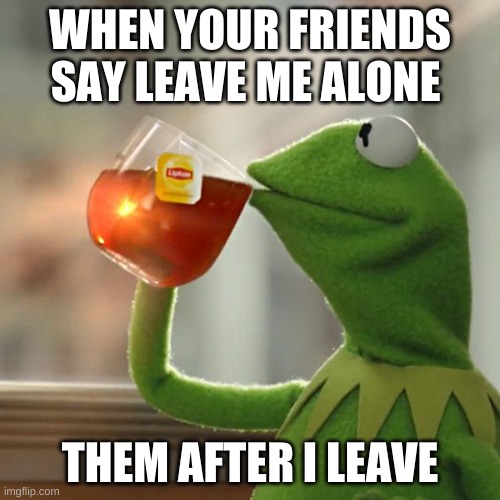 But That's None Of My Business Meme |  WHEN YOUR FRIENDS SAY LEAVE ME ALONE; THEM AFTER I LEAVE | image tagged in memes,but that's none of my business,kermit the frog | made w/ Imgflip meme maker