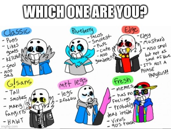 hmmm | WHICH ONE ARE YOU? | image tagged in memes,funny,sans,undertale | made w/ Imgflip meme maker
