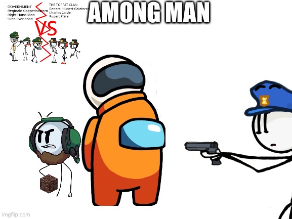 Not Orange | AMONG MAN | image tagged in blank white template | made w/ Imgflip meme maker