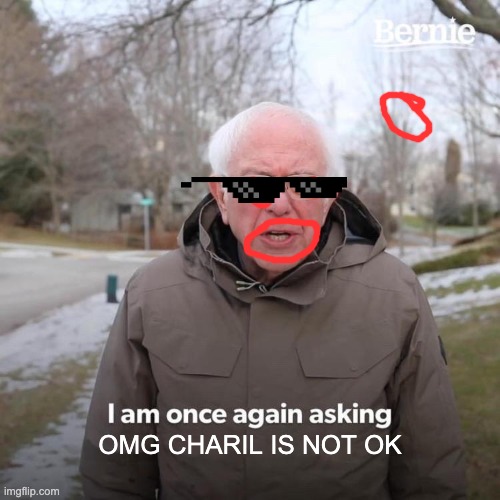 Bernie I Am Once Again Asking For Your Support | OMG CHARIL IS NOT OK | image tagged in memes,bernie i am once again asking for your support | made w/ Imgflip meme maker