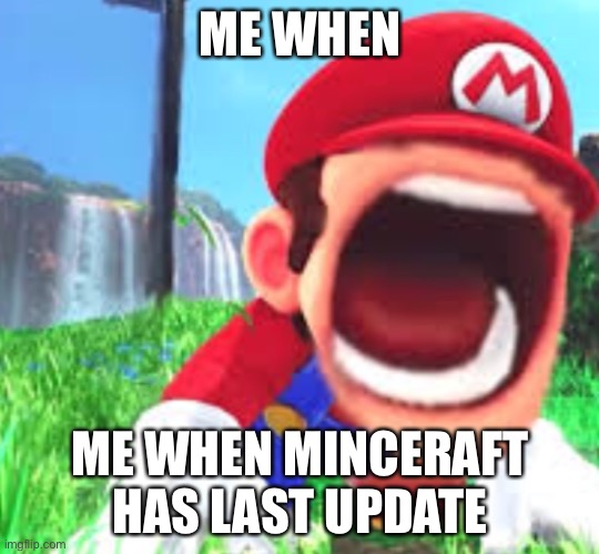Ow oof ouchie Mario scraem | ME WHEN ME WHEN MINCERAFT HAS LAST UPDATE | image tagged in ow oof ouchie mario scraem | made w/ Imgflip meme maker