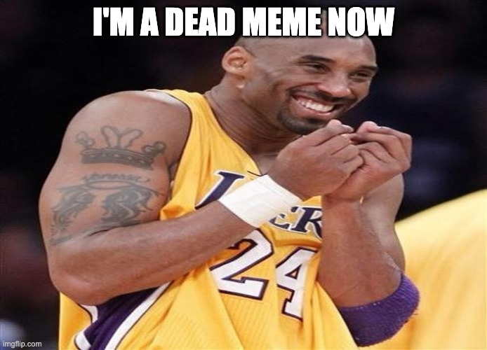 Giggly Kobe Bryant | I'M A DEAD MEME NOW | image tagged in giggly kobe bryant | made w/ Imgflip meme maker