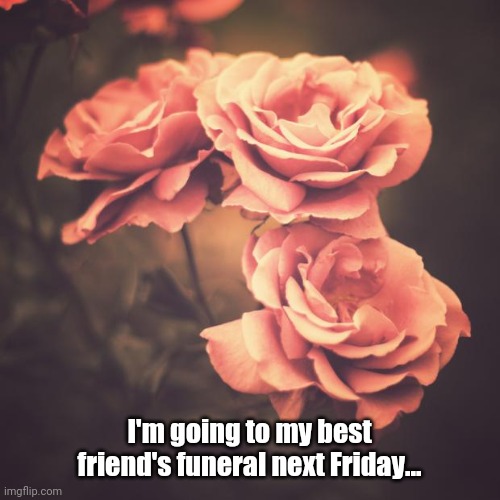 Bad things happen to good people I guess... | I'm going to my best friend's funeral next Friday... | image tagged in beautiful vintage flowers | made w/ Imgflip meme maker