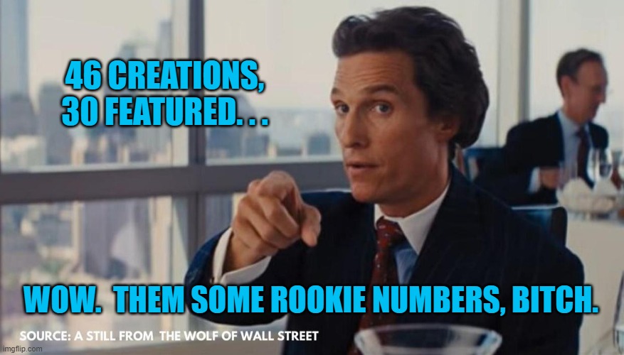 McConaughey'd | 46 CREATIONS,

30 FEATURED. . . WOW.  THEM SOME ROOKIE NUMBERS, BITCH. | image tagged in matthew mcconaughey | made w/ Imgflip meme maker