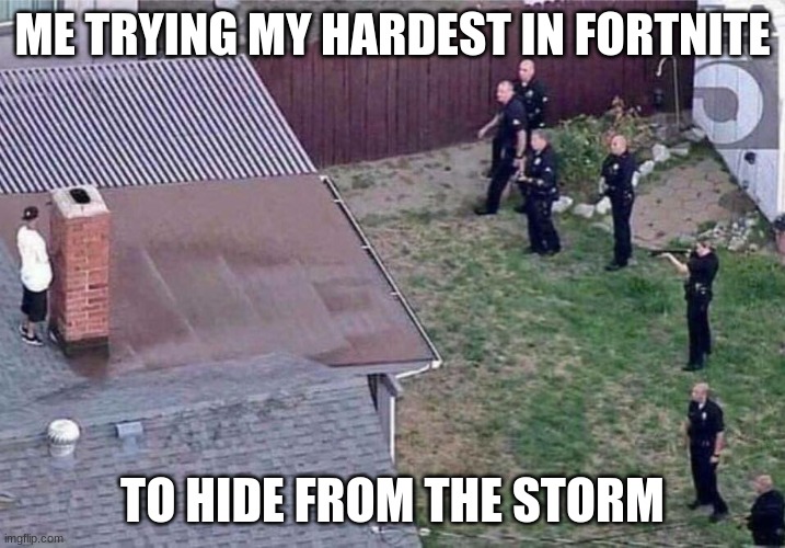 Fortnite is overrated | ME TRYING MY HARDEST IN FORTNITE; TO HIDE FROM THE STORM | image tagged in fortnite meme | made w/ Imgflip meme maker