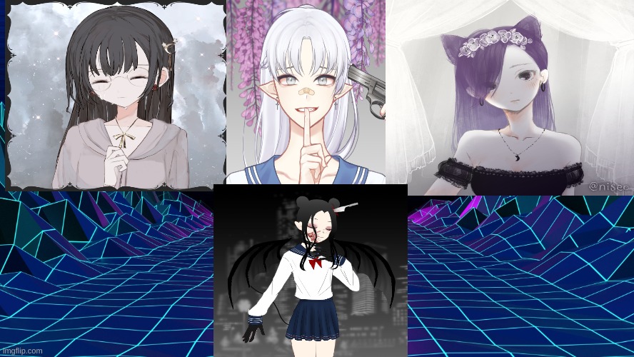 all my picrews! | image tagged in aesthetic background | made w/ Imgflip meme maker