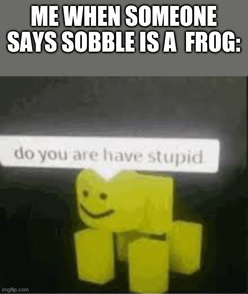 SOBBLE.IS.NOT.A.FROG. | ME WHEN SOMEONE SAYS SOBBLE IS A  FROG: | image tagged in do you are have stupid | made w/ Imgflip meme maker