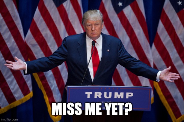 For all those disgruntled Biden voters | MISS ME YET? | image tagged in donald trump | made w/ Imgflip meme maker