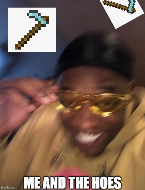 Minecraft farming be like | ME AND THE HOES | image tagged in golden glasses black guy,memes | made w/ Imgflip meme maker