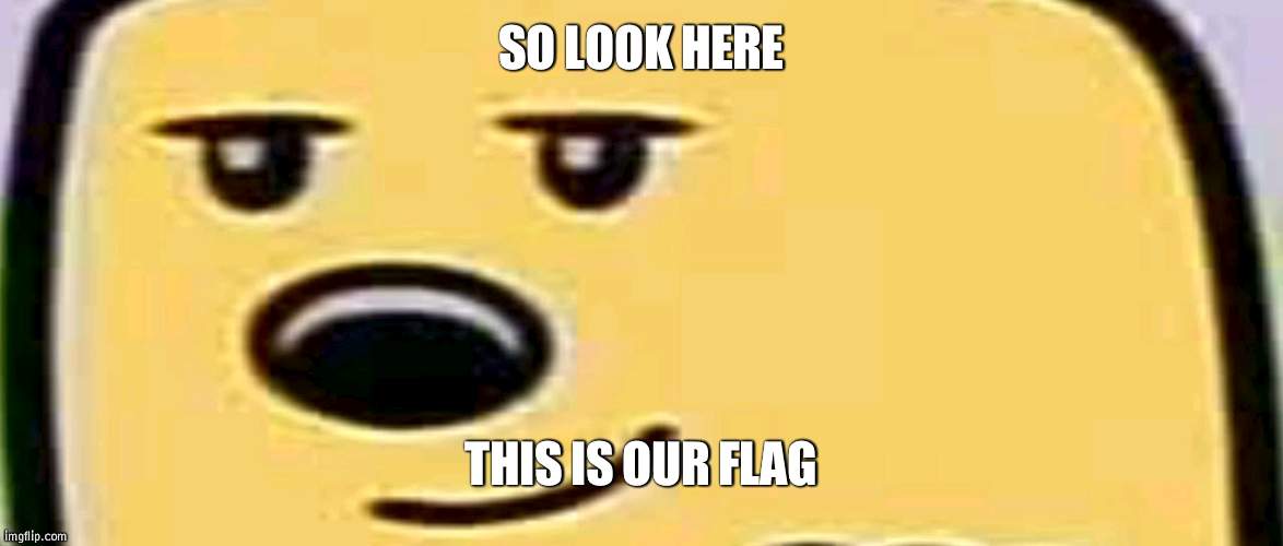 Our party flag | SO LOOK HERE; THIS IS OUR FLAG | image tagged in wubbzy smug,flag | made w/ Imgflip meme maker