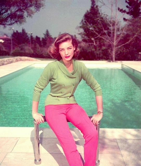 High Quality Lauren Bacall poolside Blank Meme Template